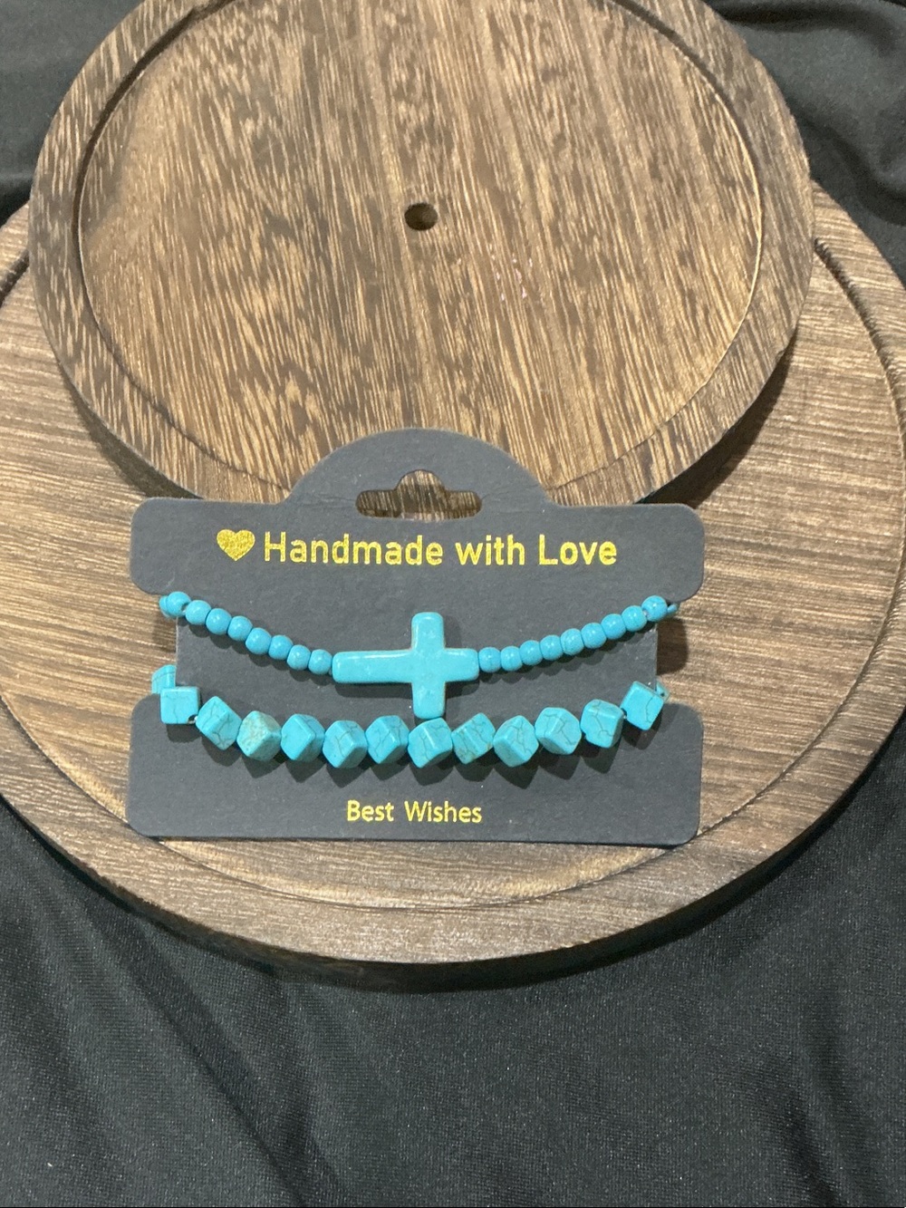 Handmade Turquoise Cross Bead Bracelet Set